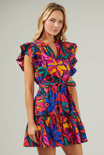 Load image into Gallery viewer, Rainbow Tropics Floral Ruffle Mini Dress | Red Multi
