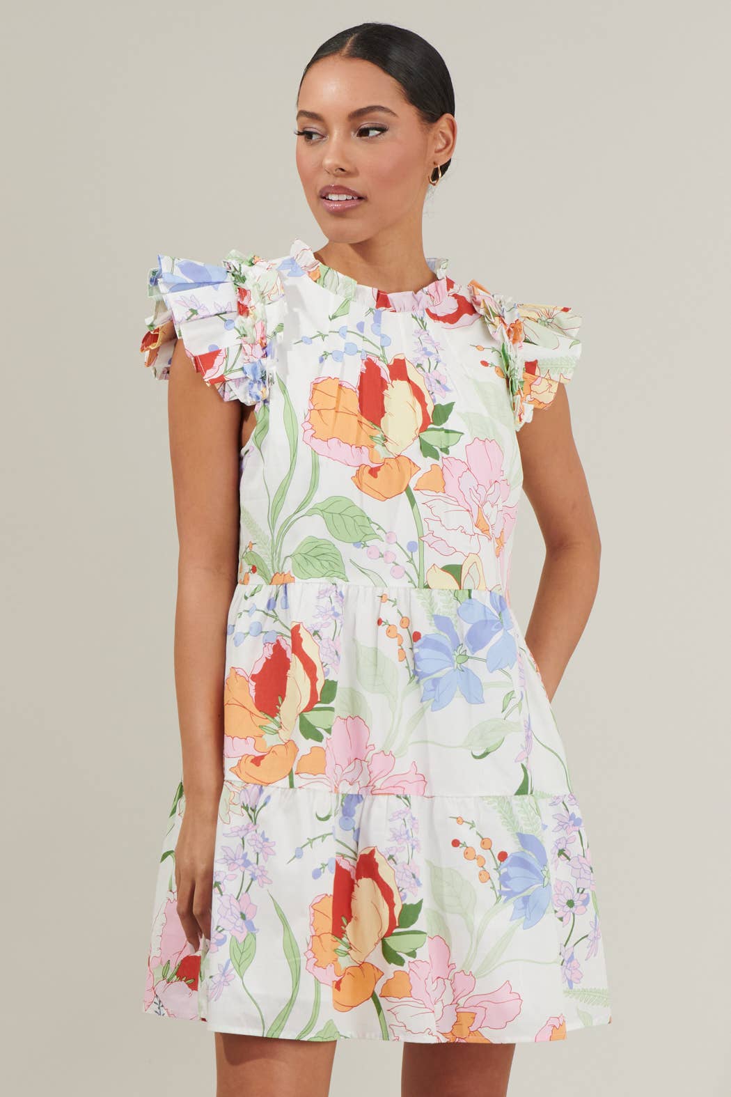 Floral Garden Shift Mini Dress | White Multi