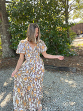 Load image into Gallery viewer, Lemon Floral Maxi Dress | Purple and Olive
