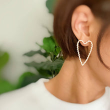 Load image into Gallery viewer, Sparkle Encrusted Heart Earrings
