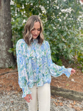 Load image into Gallery viewer, Smocked Floral Blouse | Blue Multi
