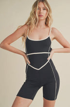 Load image into Gallery viewer, Athletic Contrast Trim Romper | Black &amp; White
