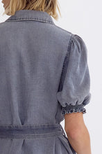Load image into Gallery viewer, Puff Sleeve Button Down Denim Mini Dress | Medium Wash
