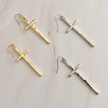 Load image into Gallery viewer, Slim And Stylish Cross Earrings: Gold

