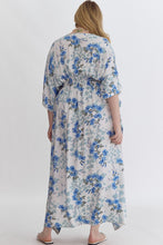 Load image into Gallery viewer, Floral Caftan Maxi Dress | Blue and White
