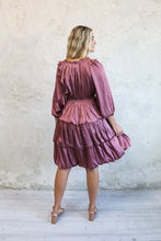 Load image into Gallery viewer, Silky Tiered Bubble Hem Dress | Mauve Rose
