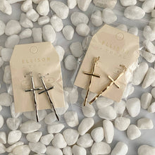 Load image into Gallery viewer, Slim And Stylish Cross Earrings: Gold
