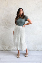 Load image into Gallery viewer, Floral Pleated Detail Midi Skirt | Green and Ivory
