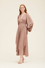 Load image into Gallery viewer, Solid Silky V-Neck Midi Dress | Dusty Orchid
