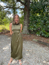 Load image into Gallery viewer, Silky Side Cut Out Maxi Dress | Olive
