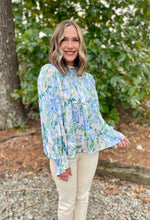 Load image into Gallery viewer, Smocked Floral Blouse | Blue Multi
