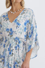 Load image into Gallery viewer, Floral Caftan Maxi Dress | Blue and White
