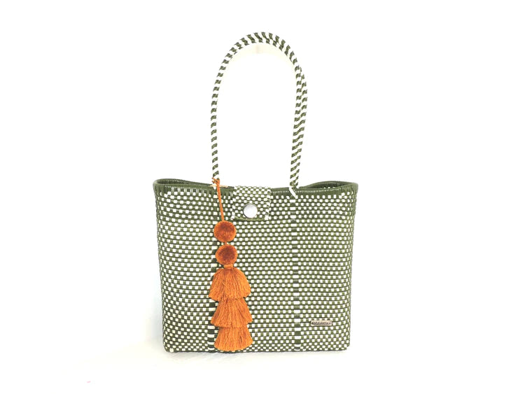 Valerosa Handwoven Hombre Tote | Olive and White