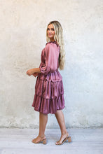Load image into Gallery viewer, Silky Tiered Bubble Hem Dress | Mauve Rose
