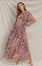 Load image into Gallery viewer, Paisley Maxi Wrap Dress | Blueberry Plum
