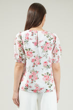 Load image into Gallery viewer, Villa Garden Eyelet Puff Sleeve Top | Ivory Multi Floral
