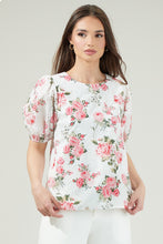 Load image into Gallery viewer, Villa Garden Eyelet Puff Sleeve Top | Ivory Multi Floral
