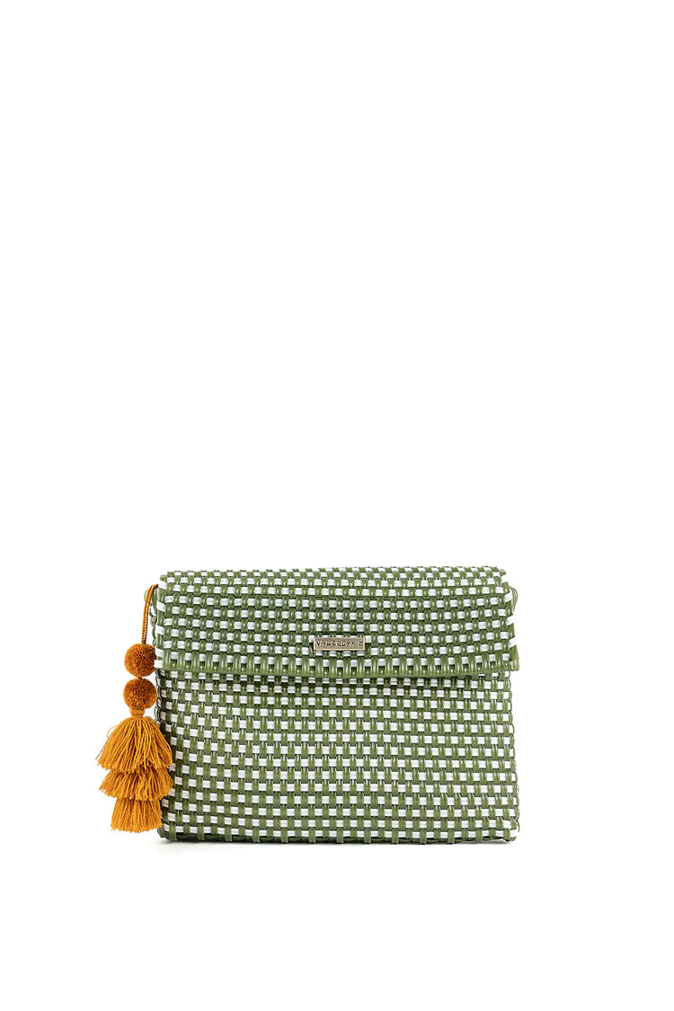 Valerosa Clutch | Olive and White