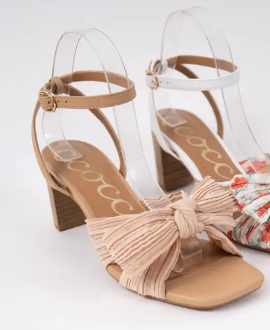 Pleated Bow Heels | Taupe