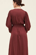 Load image into Gallery viewer, Solid Silky V-Neck Midi Dress |  Wine
