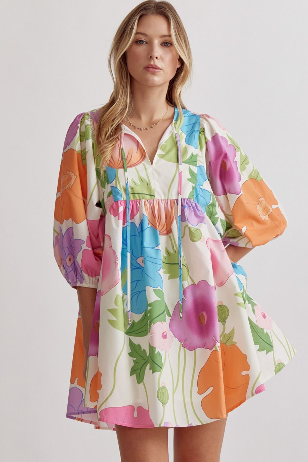 Floral Mini Dress | Pastel Multi