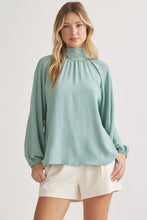 Load image into Gallery viewer, Mock Neck Long Sleeve Blouse | Aloe
