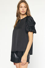 Load image into Gallery viewer, Satin Puff Sleeve Blouse | Black
