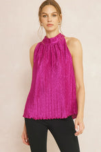 Load image into Gallery viewer, Mock Neck Texture Blouse | Fuchsia
