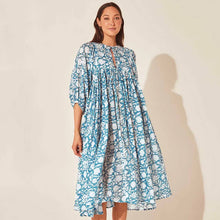 Load image into Gallery viewer, Floral Flowy Midi Dress | Blue Floral
