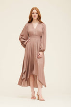 Load image into Gallery viewer, Solid Silky V-Neck Midi Dress | Dusty Orchid
