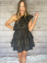 Load image into Gallery viewer, Ruffled One Shoulder Dress | Black
