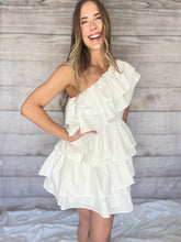 Load image into Gallery viewer, Ruffled One Shoulder Dress | White
