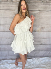 Load image into Gallery viewer, Ruffled One Shoulder Dress | White
