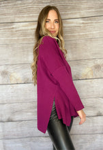 Load image into Gallery viewer, Mock Neck Long Sleeve Knit Top | Plum
